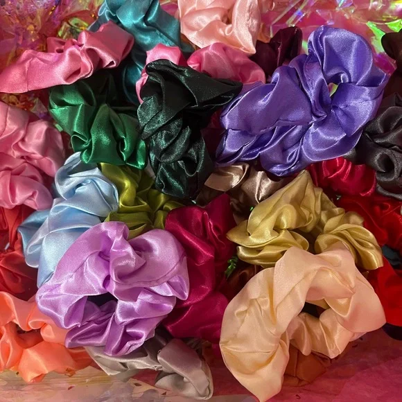 Colorful Satin Scrunchies Set - Picture 3 of 3